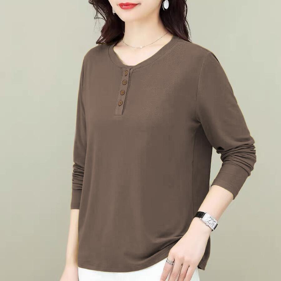 Autumn New Style Button-Down T-Shirt for Women Plus Size Casual Fashion Loose Fit Slimming Top