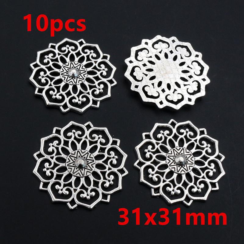 10-50pcs Flower Charms Connector Boho Vintage Pendants Alloy Metal DIY Jewelry Making Accessories Findings Crafts