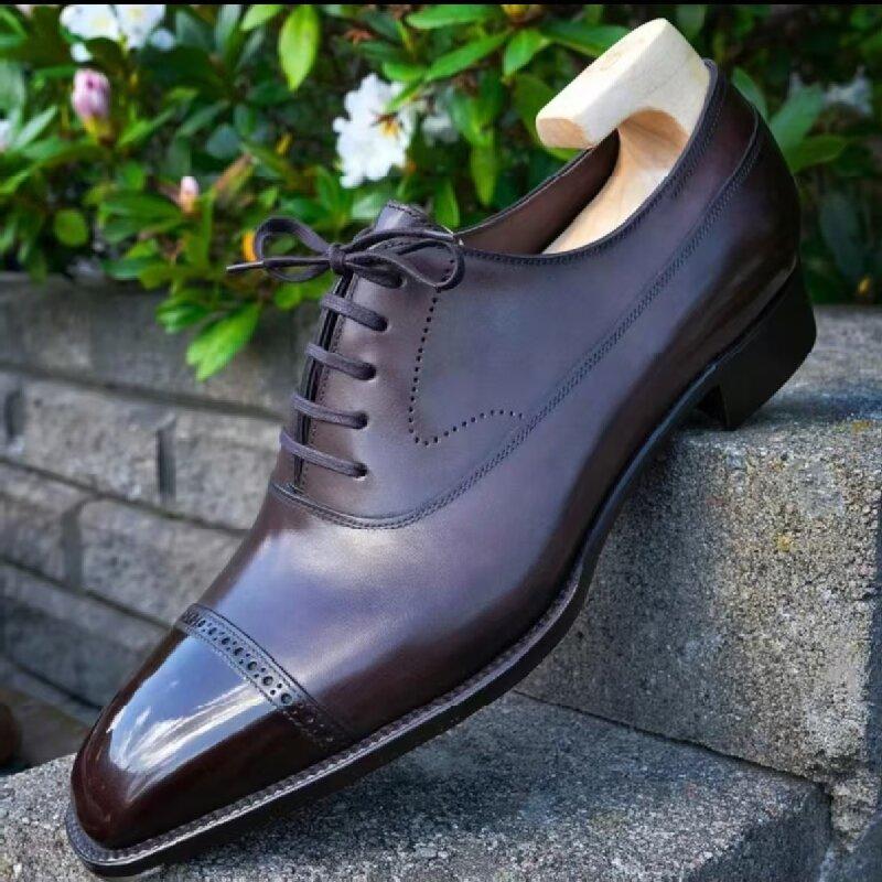 Men Retro Dress Shoes Black Brown European  American Style Business Office Fashion Derby Shoes Wedding Banquet Shoes Size 38-46