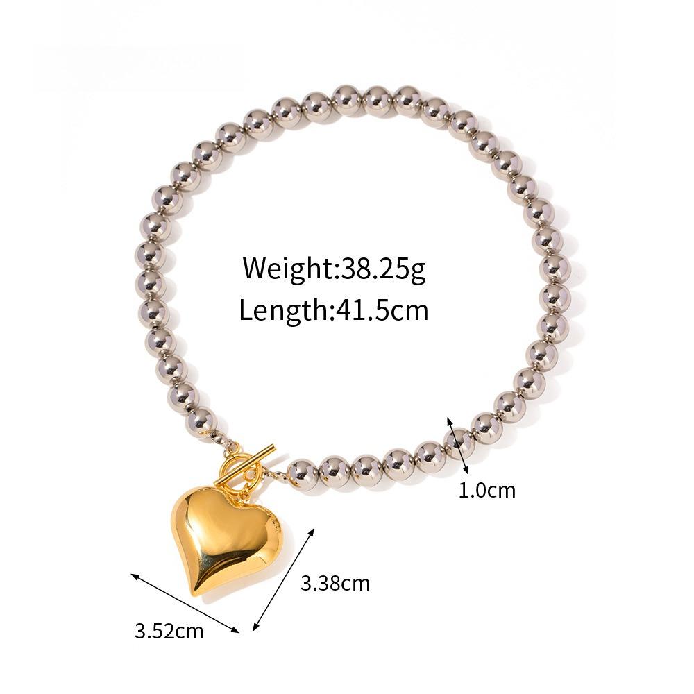 Yori Popular Stainless Steel Heart-Shaped Ring Earrings Necklace Set 18K Golden Plated Daily Jewelry Accessories Set