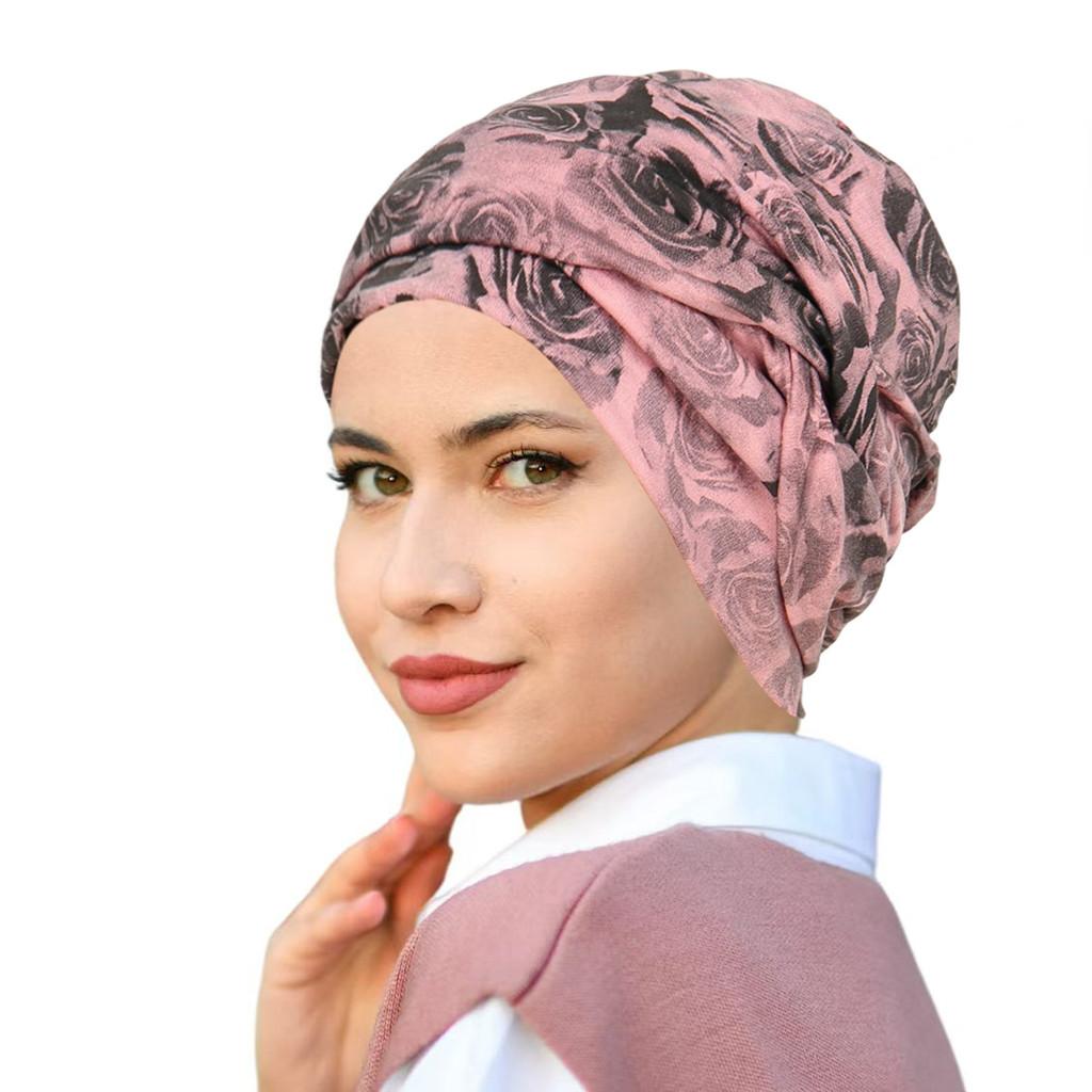 Vintage Rose Print Headscarf Cap For Women Breathable Summer And Winter Wear