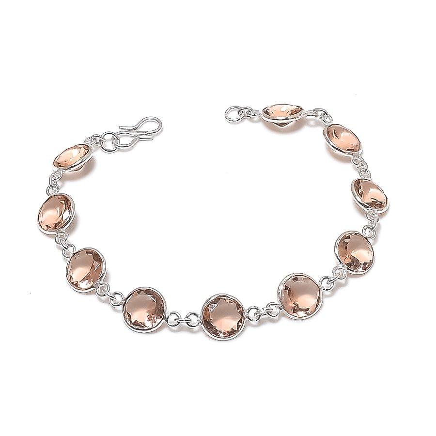 

Натуральный морганит, ручная работа, браслет из стерлингового серебра 925 пробы 7-8 r9f16