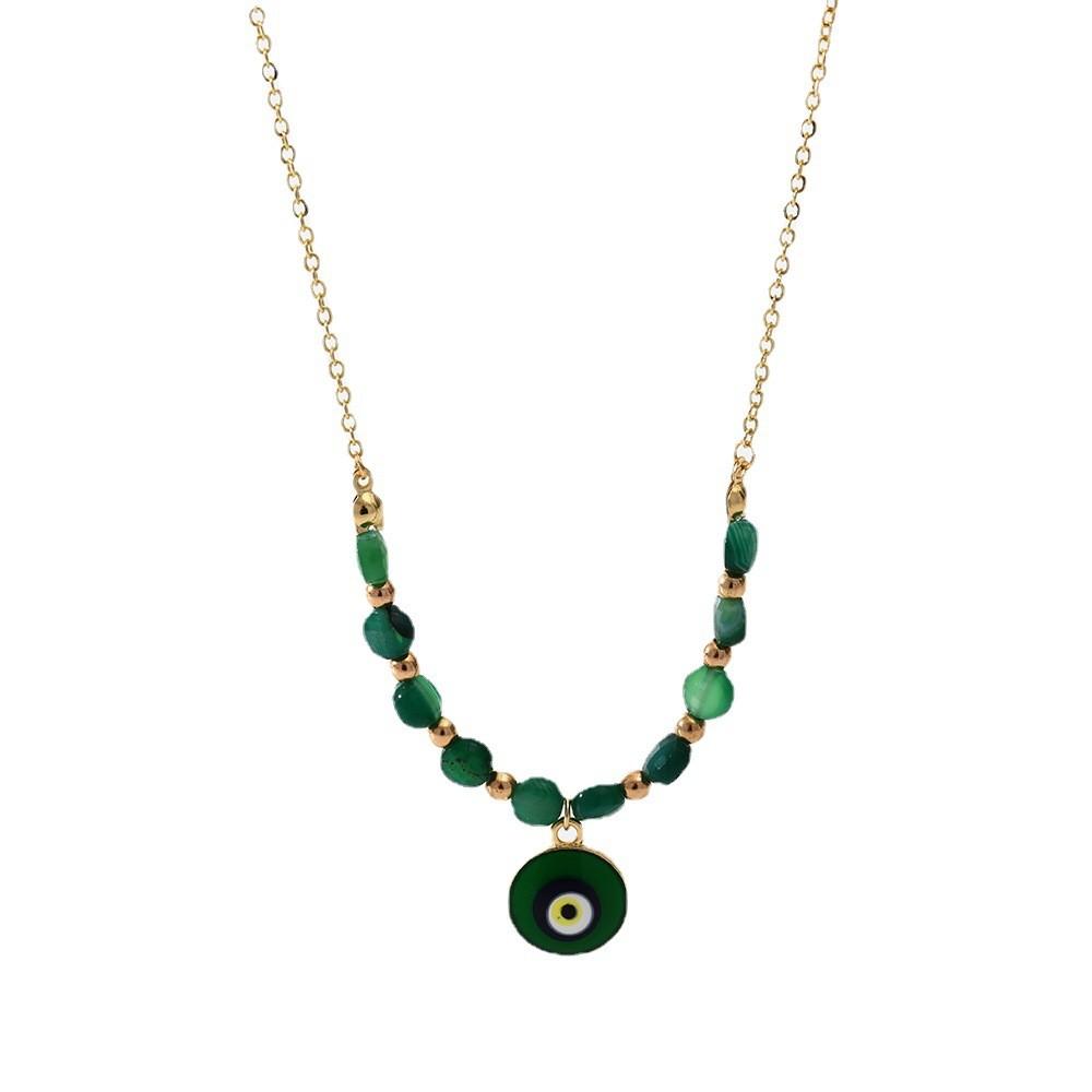 Moderne Elegante Grüne Augen Halskette Für Frauen Einzigartiges Geometrisches Mehrschichtiges Design