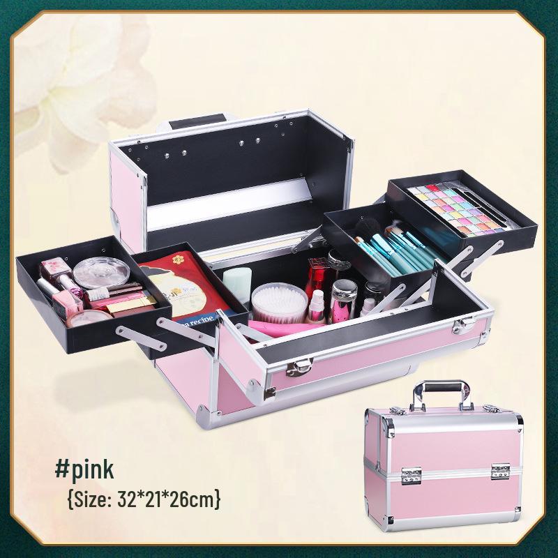

Большой алюминиевый кейс для макияжа для хранения косметики, парикмахерских принадлежностей, материалов для нейл-арта и микроблейдинга