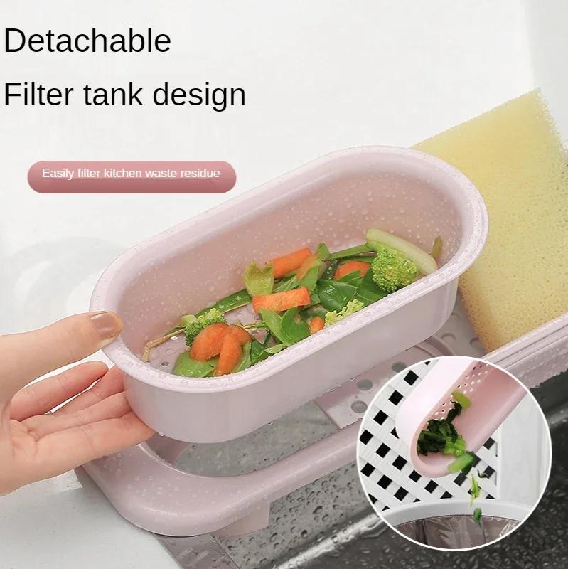 Verstellbare Länge Küchenspülbecken Abflusskorb Geschirrabtropfgestell für Seife Handtuchhalter Vorrat Küchenzubehör Regal Geschirrabtropfgestell