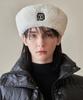Bajal Va Square Studded Fur Beret Ivory