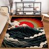 Retro Japanese Style Carpet with Mount Fuji and Rising Sun Design Suitable for use as an anti-slip for living room bedroom sofas