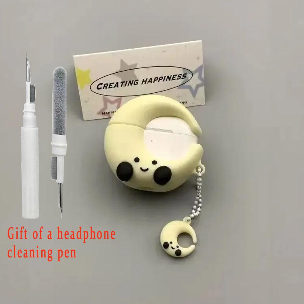 Suitable for Apple Airpods 1 2 3 4 Pro Pro2 Cute Star Moon Pendant Silicone Earphone Cover Comes with Earphone Cleaning Pen
