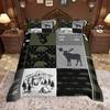 Homewish Rustic Farmhouse Plaid Duvet Cover Set Moose Bear Checkered Bedding Set Retro Cabin Lodge Comforter Cover Set