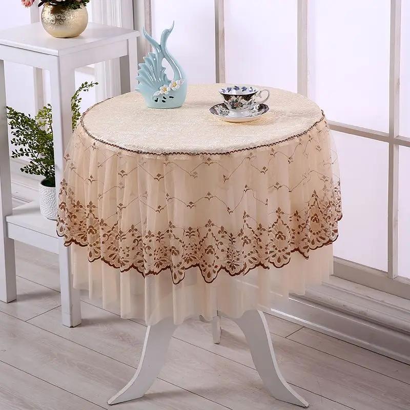 New Universal Lace Round Tablecloth Household Full Package Circular Coffee Table Cover Circular Minimalist Lace Tablecloth Mat