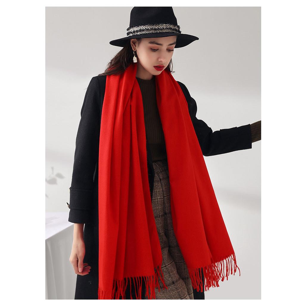 2021 outono inverno nova cor sólida imitação cachecol de caxemira médio longo quente doce moda borla cachecol