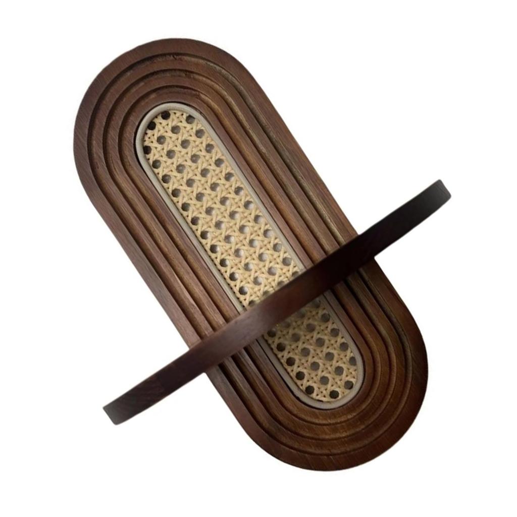 Mensola a Muro in Legno Naturale e Rattan Portapiante Galleggiante Fatto a Mano Espositore Per Arredamento Casa Soggiorno Camera da Letto Stanza dei Bambini
