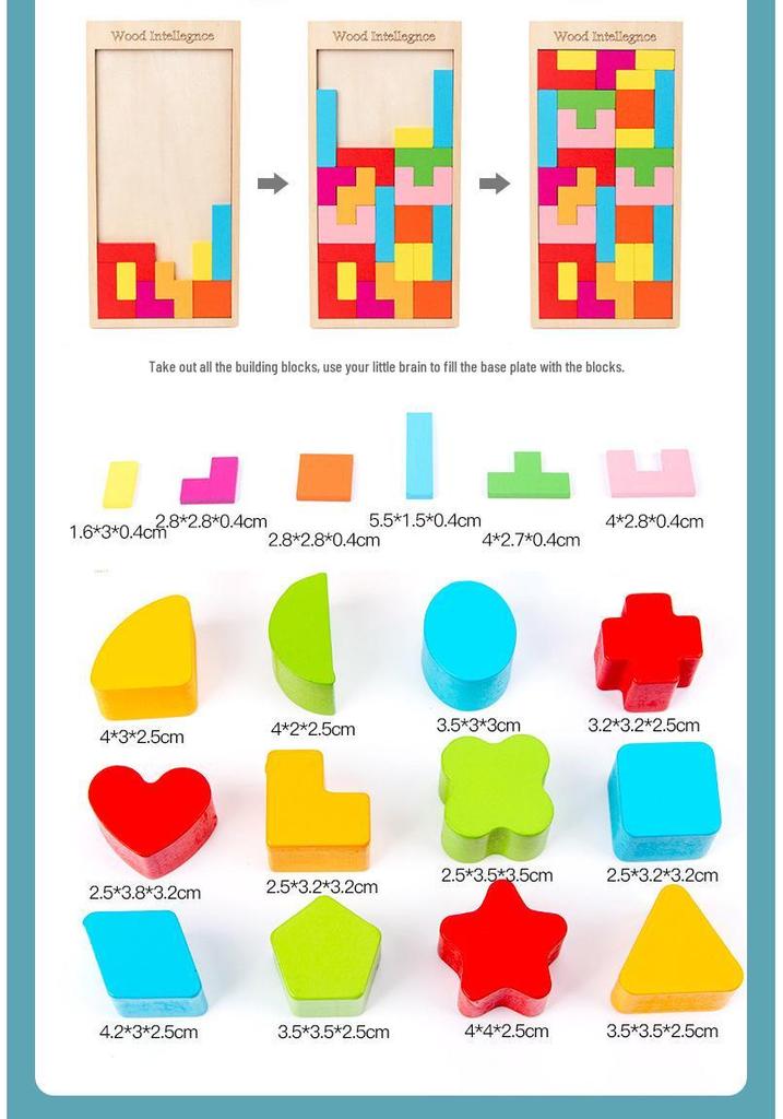 Wooden Educational Pull-Along Toy Car with Shape Matching and Colorful Geometric Blocks