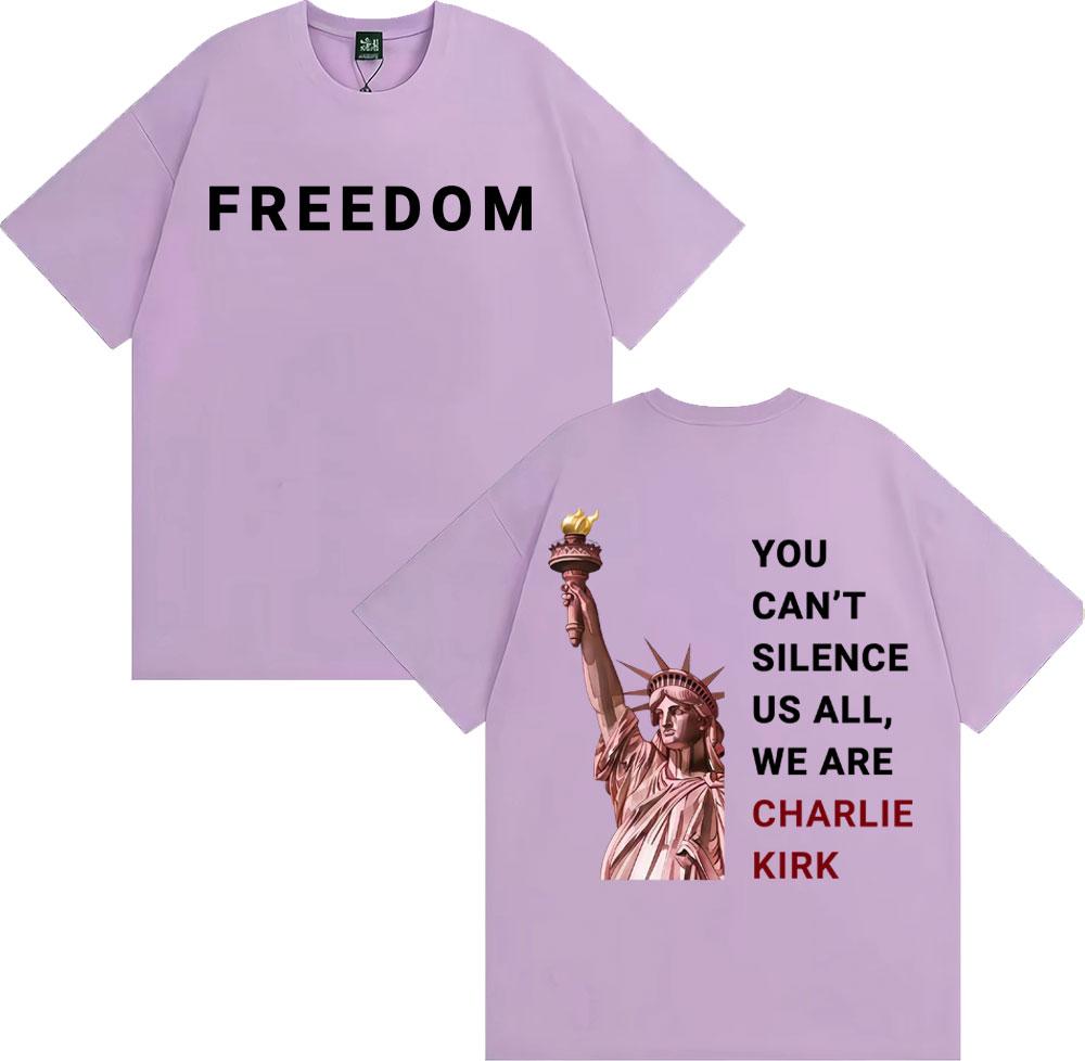 Charlie Kirk You Can't Silence Us All Printed T Shirts Men Women Harajuku High Street Oversized T-shirt Summer Tops Loose Tshirt