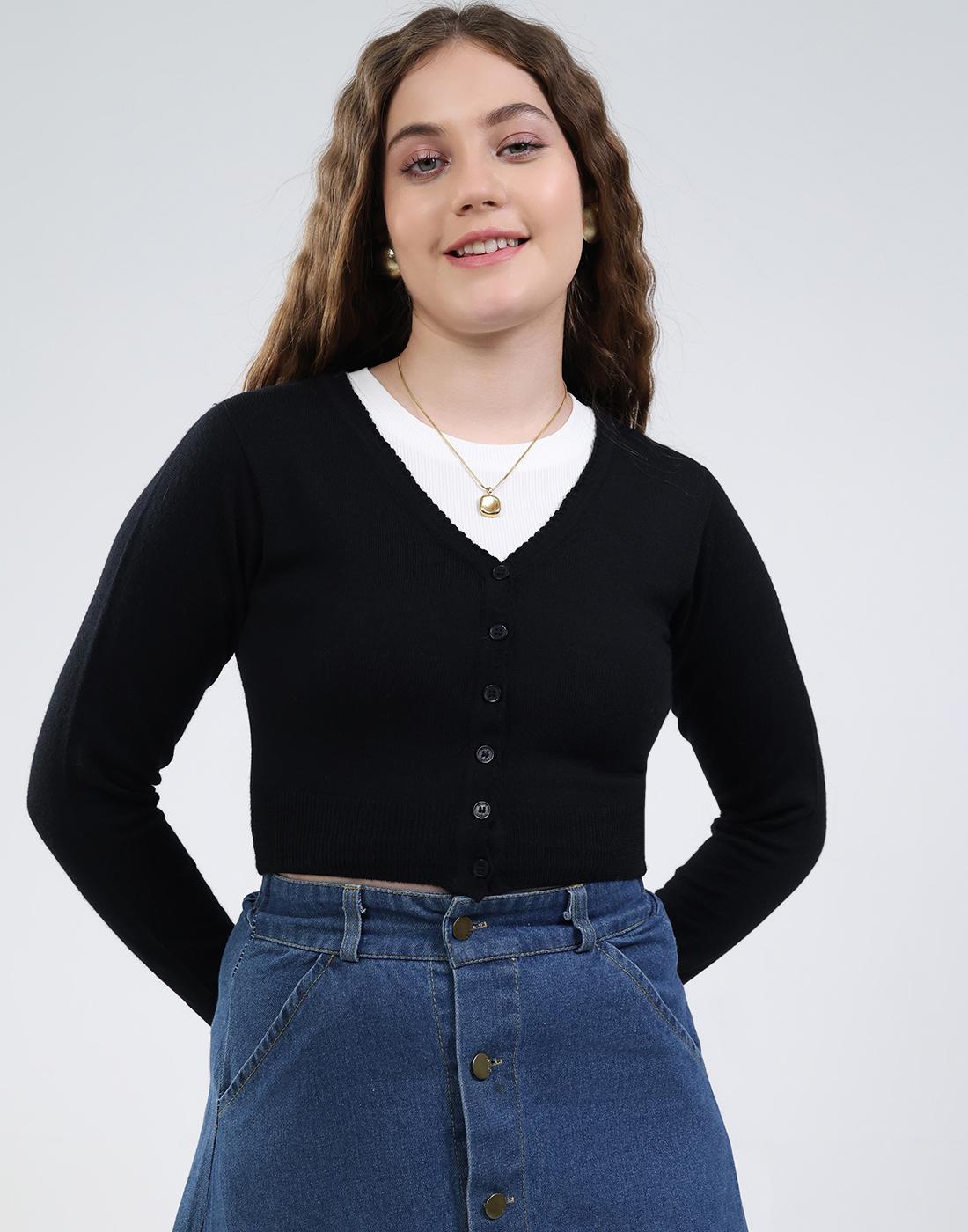 

Monte Carlo Women V Neck Full Sleeve Cardigan 2XL чёрный