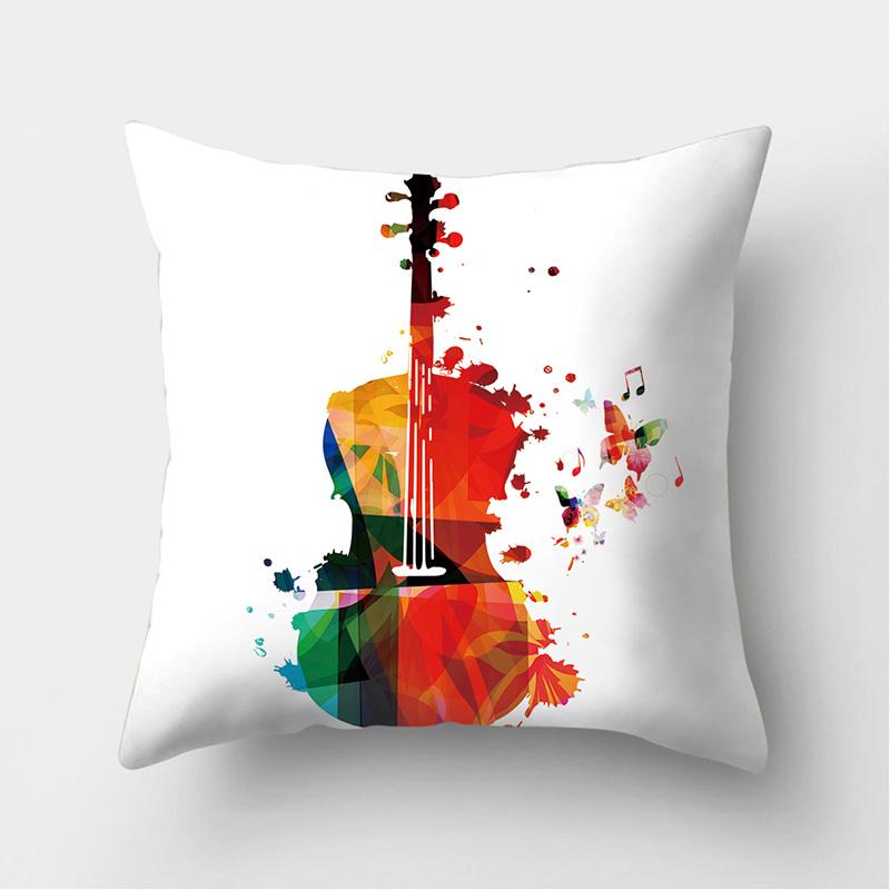 Cushion Cover Pillow Sofa Decorative Pillowcase Musical Instrument Pattern