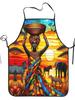 African Hunting-themed Apron, Vintage Style, Printed Kitchen Apron, Decorated with Unique African Women and Wildlife Patterns.