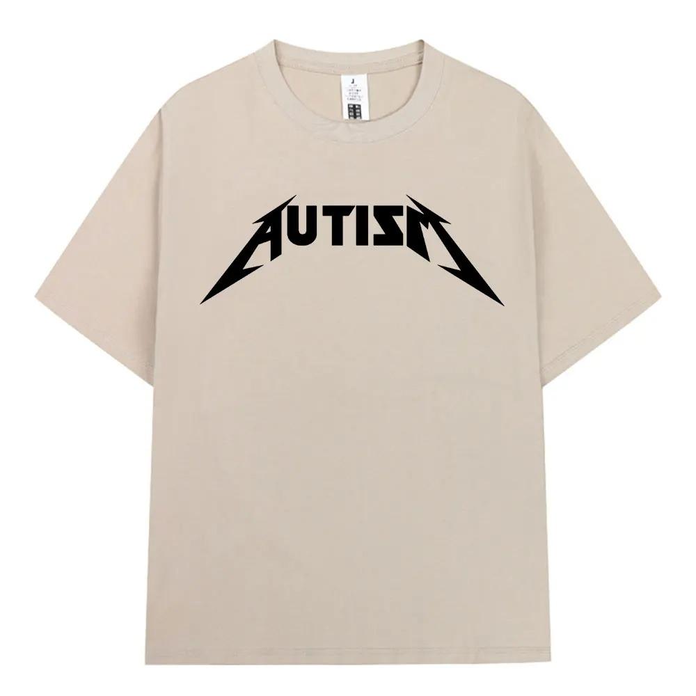 Autismus Metal Rock Meme Tričko Muži Ženy Móda Hip Hop Krátký Rukáv Oversized Trička 100% Bavlna Pohodlná Trička Streetwear
