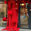 [Shop Front Decor] Red Velvet Ball Macrame Ornament for Spring Festival & New Year Backdrop