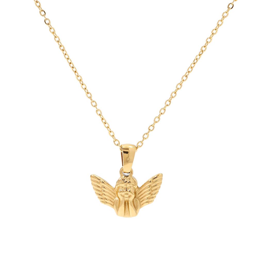 Youthway Popularity Metal Angel Pendant Necklace Stainless Steel Waterproof Chain Gold Plated Charm Jewelry  New