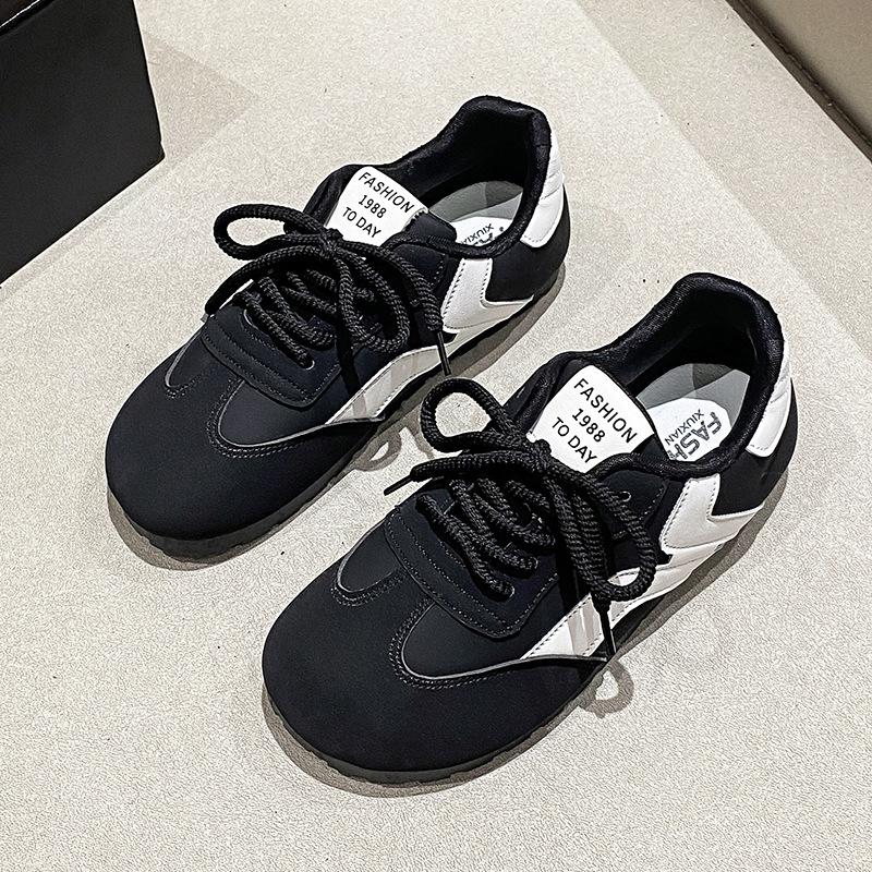 

Women s autumn new flat-bottomed versatile color-matching board shoes casual breathable sports shoes 40 чёрный