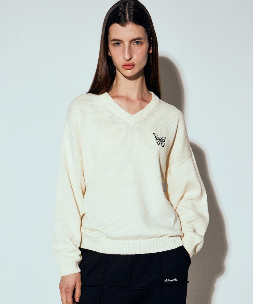 Nigaennikol Butterfly Signature Pullover Knit_Light Beige