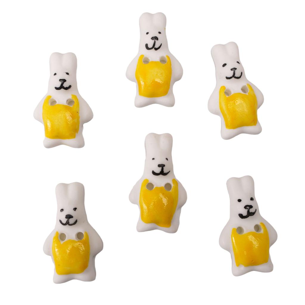 Lovely Ceramic Button Cartoon Ceramic Beads Cartoon Rabbit Puppy Button Beads DIY Jewelry Beads DIY Clothing Beads 1pc