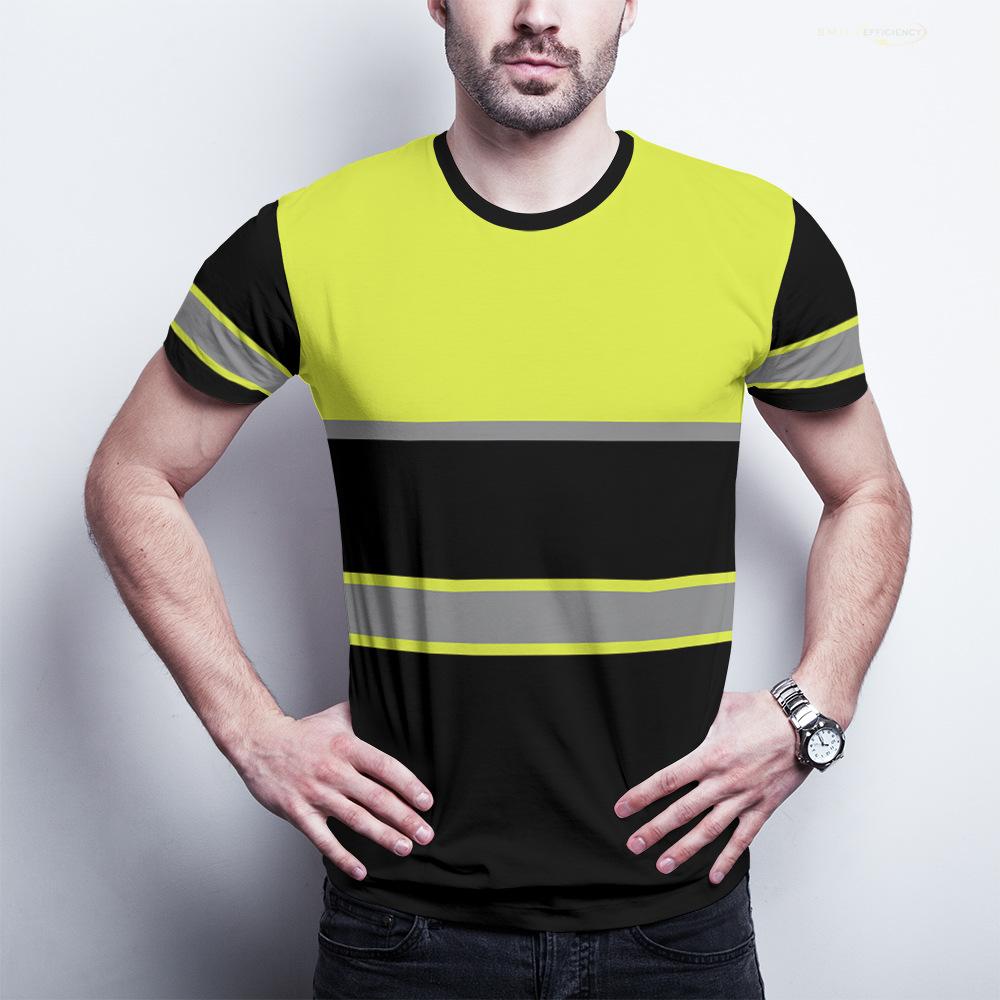 Summer Mens T-shirts Safety Work Clothes Outdoor Sports Tees Comfortable Breathable Oversized Crew Neck Tops Men Clothing XXS жёлтый 2150₽