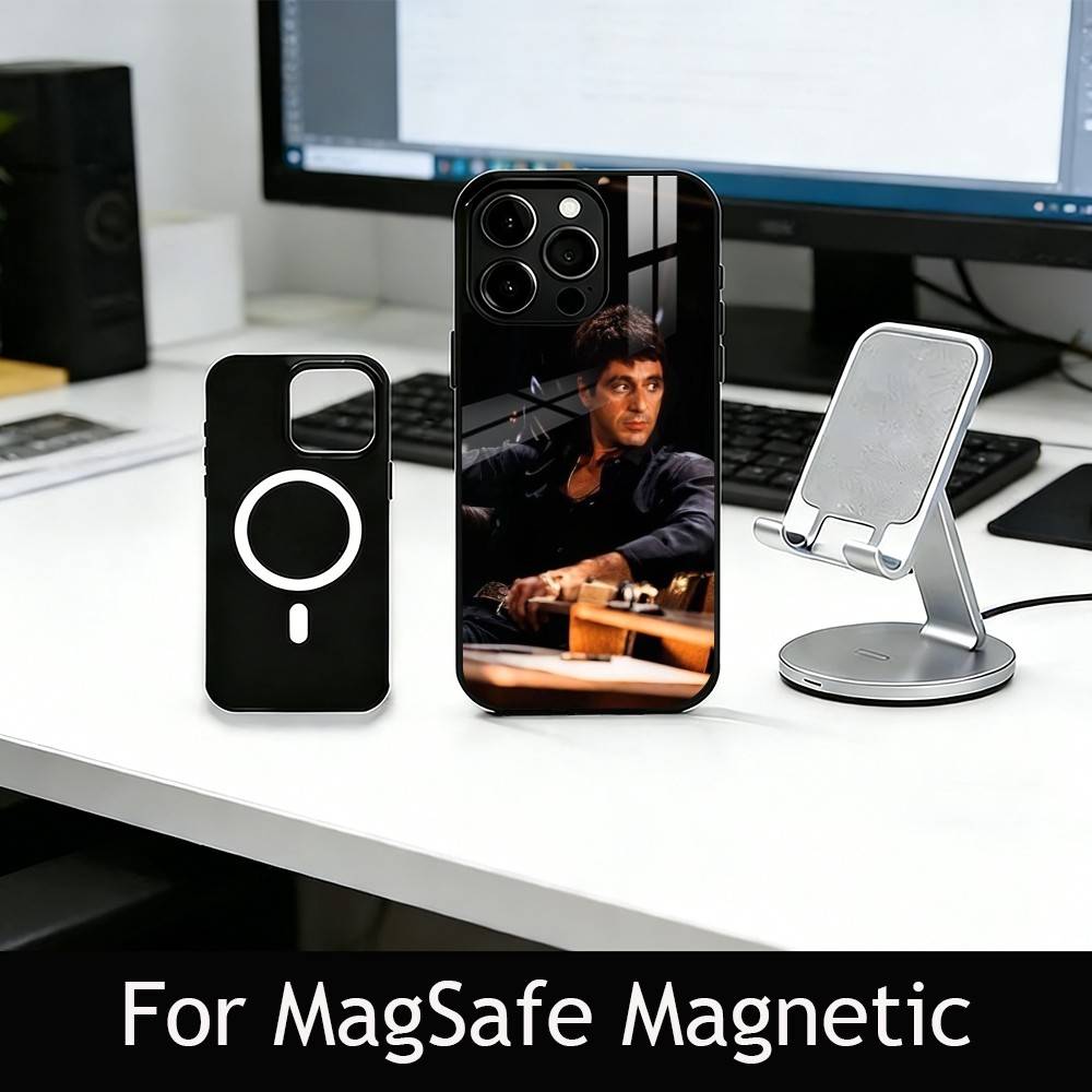 S-Scarface T-Tony Phone Case For iPhone17,16,15,14,13,12,11 Plus,Pro Magnetic with Magsafe Wireless Charging
