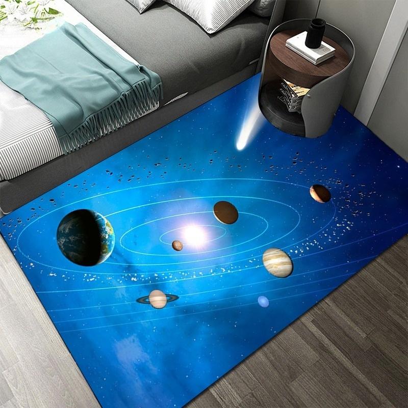 3D Solar System Children's Room Carpet Space Planet Carpet Children's Bedroom Anti-slip Mat Home Decoration Play Crawling Mat