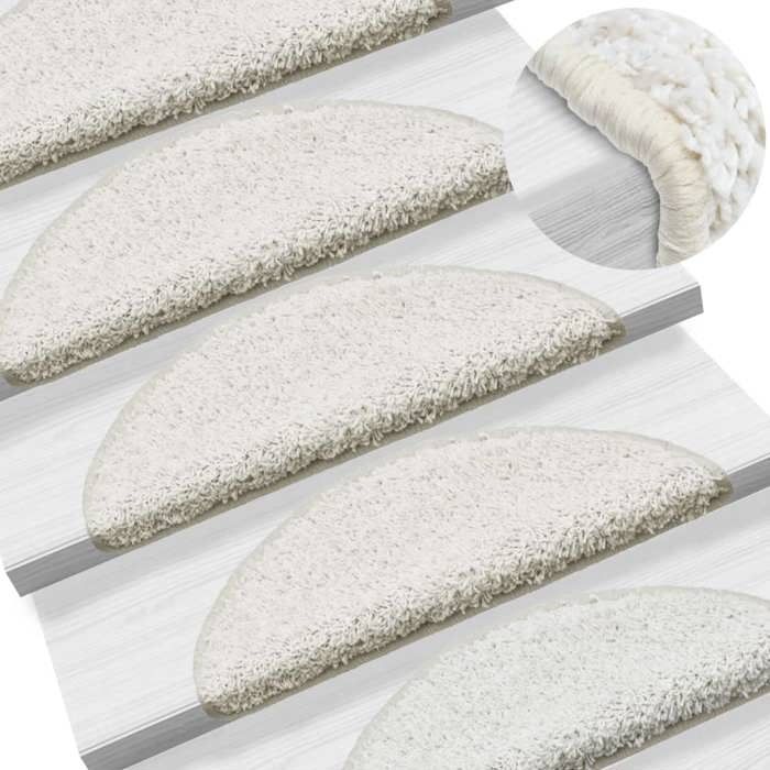 VidaXL Stair Treads 15 Pieces 65 X 21 X 4 Cm White Semicircular Large 133906