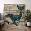 1pc Floral Whale Print Flannel Blanket - Soft Warm All-Season Throw for Sofa, Bed, Car, Office & Camping, Vintage Style Mixed Co
