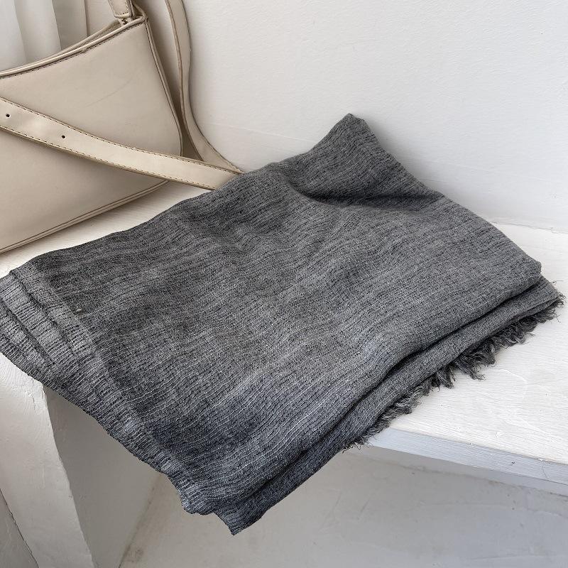 Scarf for Women In Autumn  Fresh and Versatile Contrasting Stripes Texture  Cotton and Linen Thin Shawl Scarf Scarf