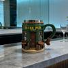 Irish Pub Stein Beer Mug Sculpted Ceramic Coffee Cup with Classic Bar Design 300ml Embossed Tea Mug Gift for Beer Lovers
