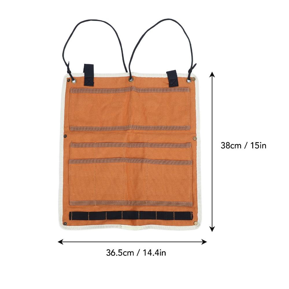 Canvas Camping Hanging Organizer With Fastener Straps Lightweight Portable Tent Organizer Multi-Pockets