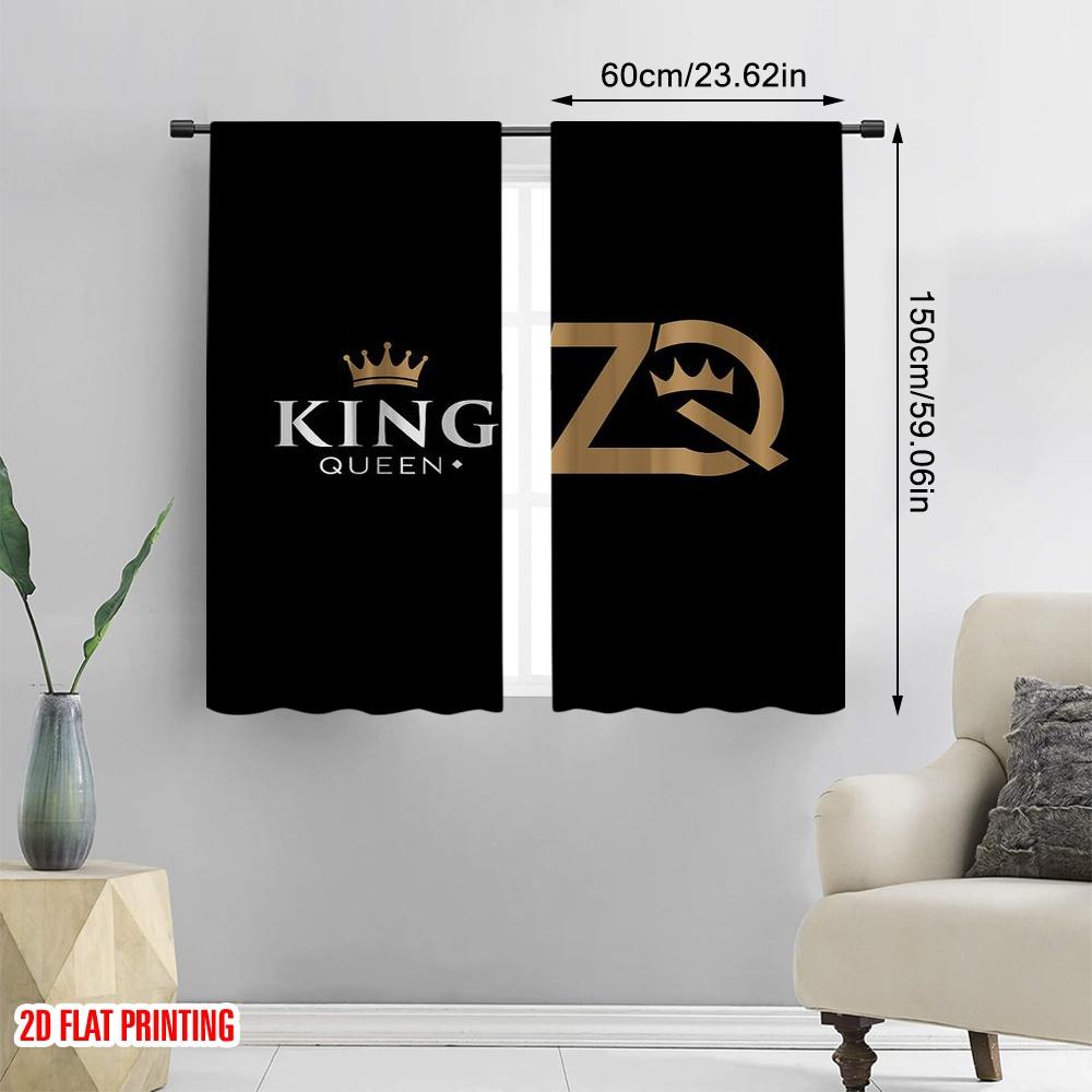 2pcs,2D Plane Printing Curtain Popular King and Queen (35) Versatile Polyester Fabric (without Rod) Decorations Inside Perfect