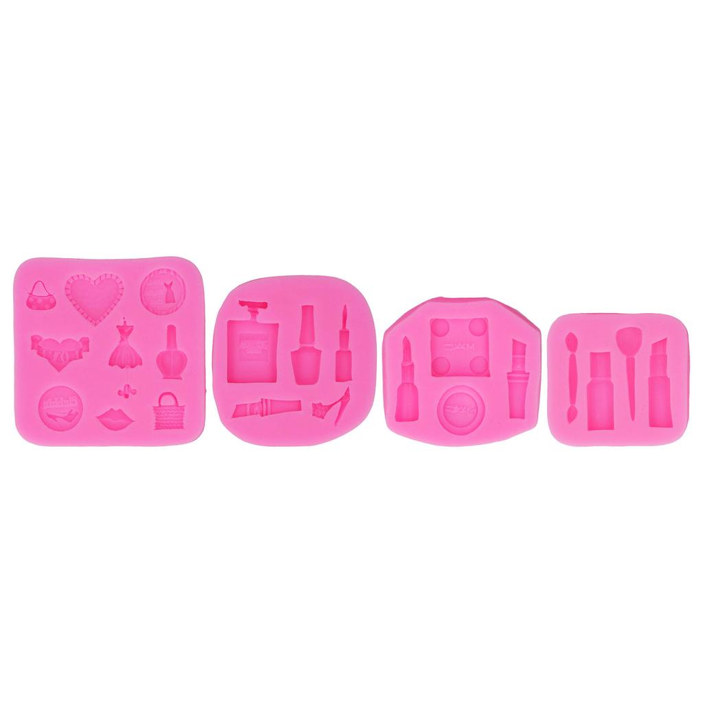 4Pcs Makeup Tools Silicone Molds Food Grade Nonstick Silicone Durable Soft Odorless Fondant Molds