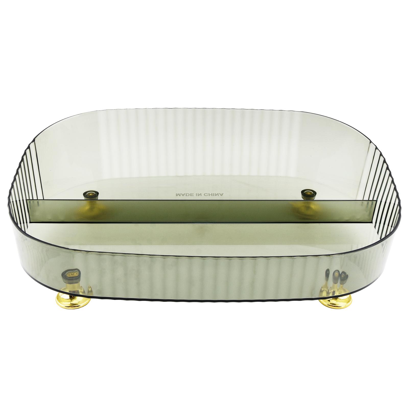 

Clear Green Bedroom Anti Slip Cosmetics Storage Case Home Office Makeup Organizer Box Oval Desktop Plastic Sundries Container