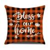 New Autumn Pillow Cover Watercolor Plaid Printed Maple Leaf Pumpkin Letter Pillow Home Cushion