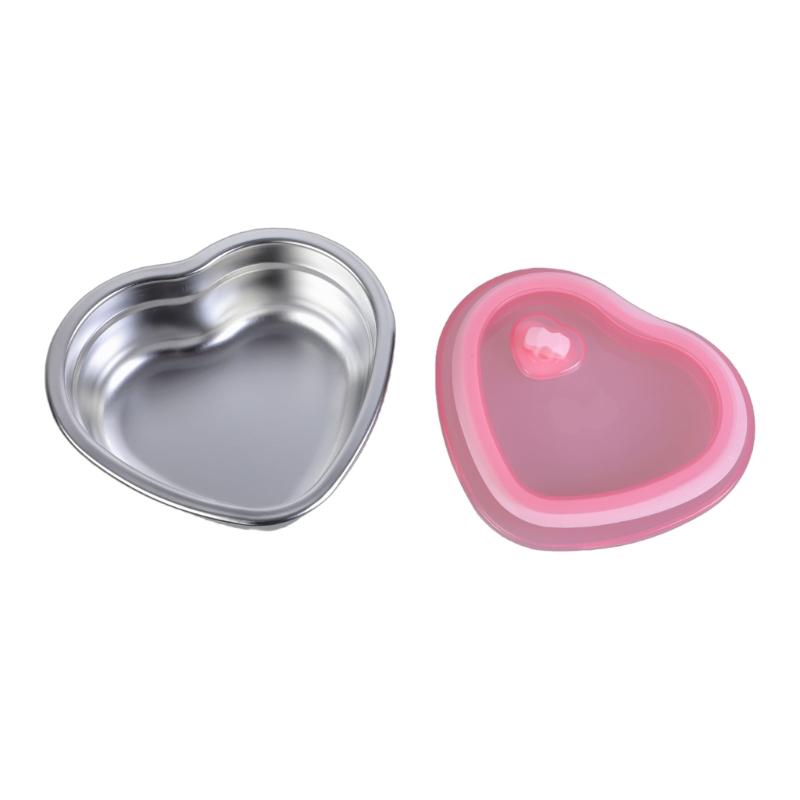 Stainless Steels Dessert Display Bowl Efficient Cake Packaging Holders in Heart Shape Elegant Strawberry Cake Container 350ml