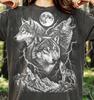 Howling Wolf Pack Lightning Comfort Colors® Tshirt, Animal Lover Retro Moon Faded Tees, Nature Y2K Streetwear 2000S Vintage Wolf Gift,