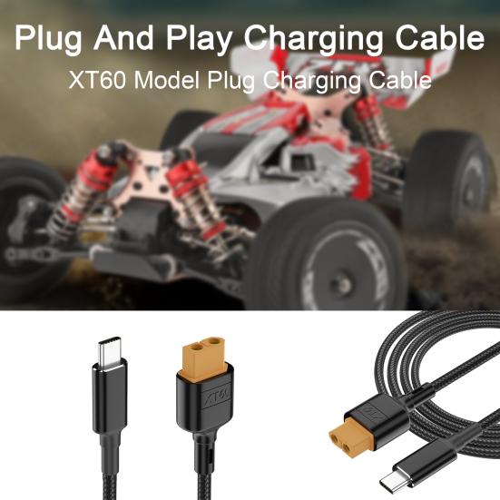 Charging Cable Type-C to XT60 Model Port 100W  PD Fast Charging High-Speed Output for Model Airplanes Cars Durable Braided