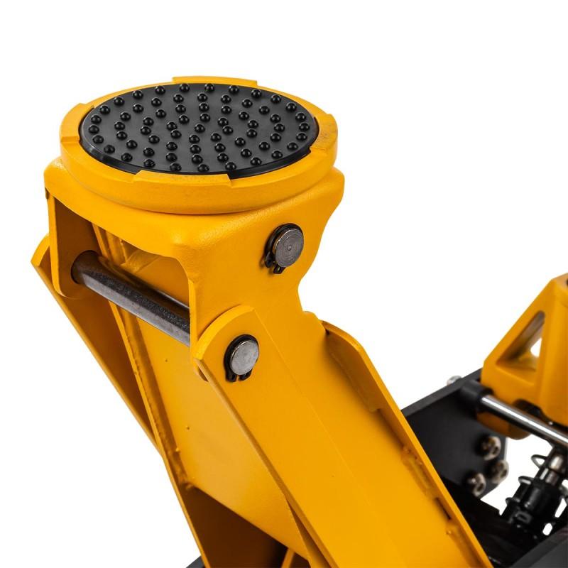 Cric a carrello a forma di rana, doppio pistone, 1,5T + gomma