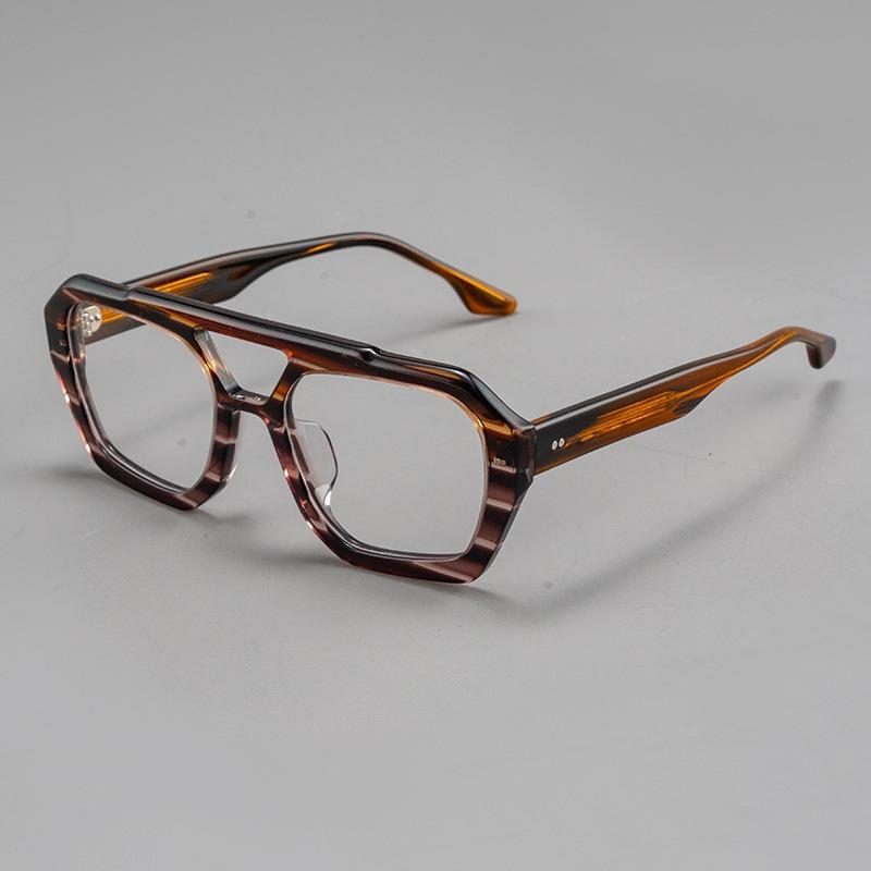 

High Quality Acetate Glasses Vintage Square Glasses Frames Men Optical Prescription Eyeglasses Frame Women Eyewear Reading Glass plastic demo lens коричневий