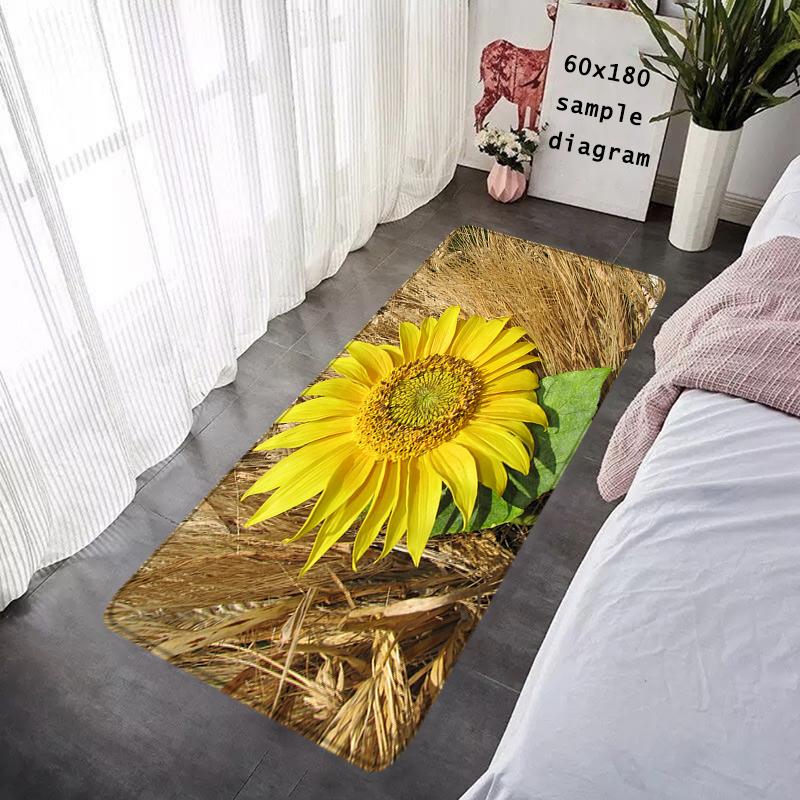 Door Mats Interior Foot Rug Sun Flower Welcome Floor Mat Rectangle Soft Hallway Carpet Kitchen Rugs Fluffy Home Decoration
