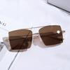 Glasses 9186 Square Large Frame Double Beam Trend Autumn Metal Sunglasses Women, Sunglasses Men