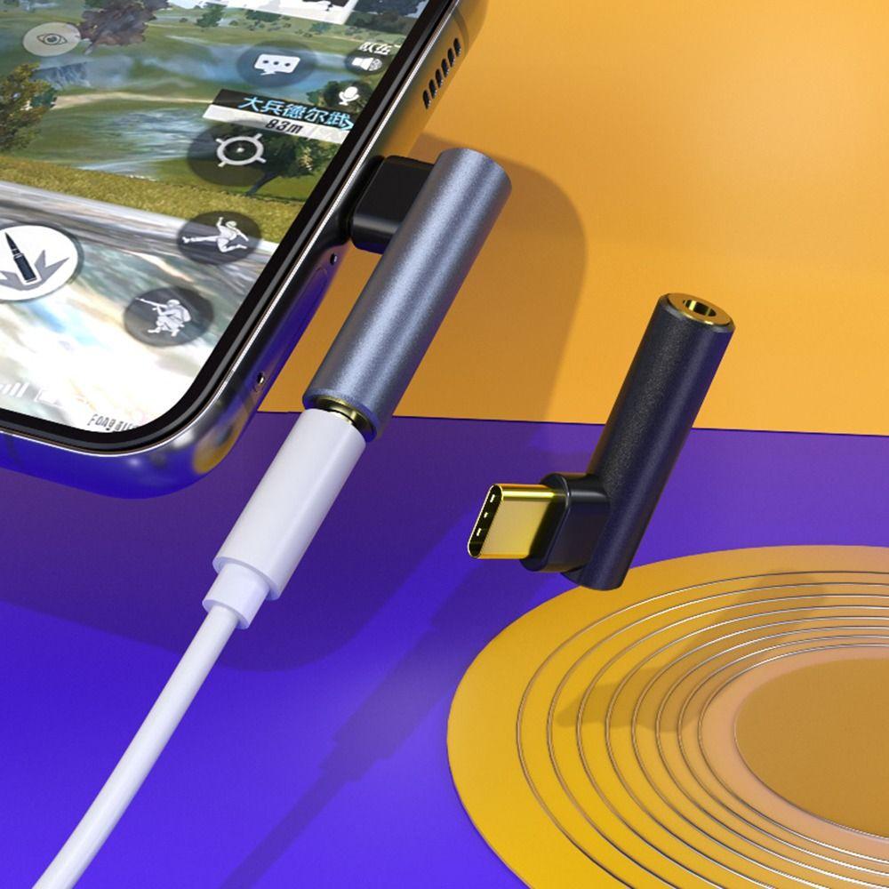 Buy Portable HiFi Earphone Cord 90 Degree Adapter Type C To 3.5mm AUX