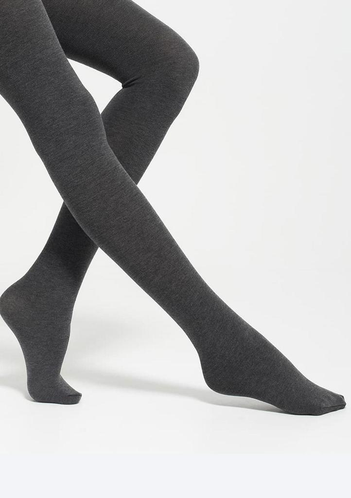 Women's Cotton Tights with Added Wool, Grey Melange 602 Cotton Legs