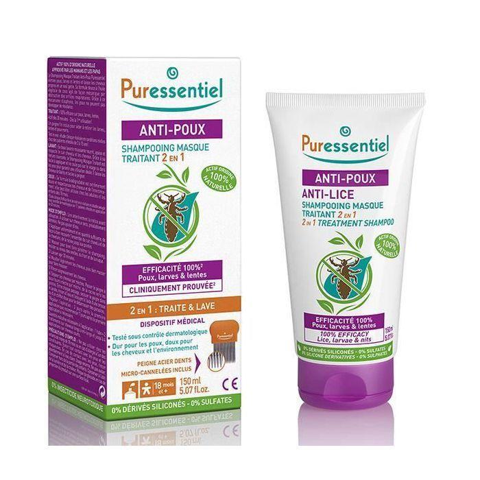 Puressentiel Anti-Poux Shampoing Masque Traitant 2 En 1 150ml + Peigne