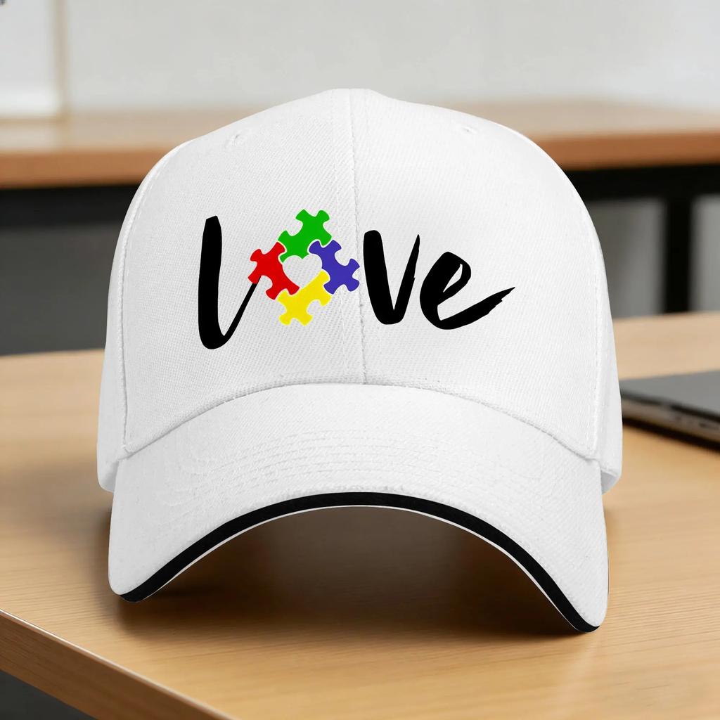 Autism Awareness Support Equality Inclusion Acceptance Respect Love Baseball Cap Sun Visor Trucker Hat FeUnisex Unisex Snapback Cap
